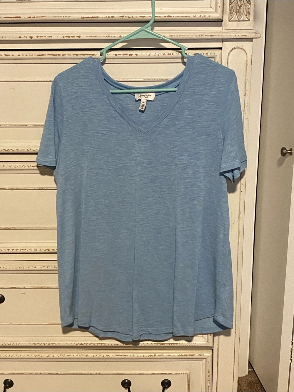 Jessica Simpson Light Blue V-Neck Short Sleeve Tee